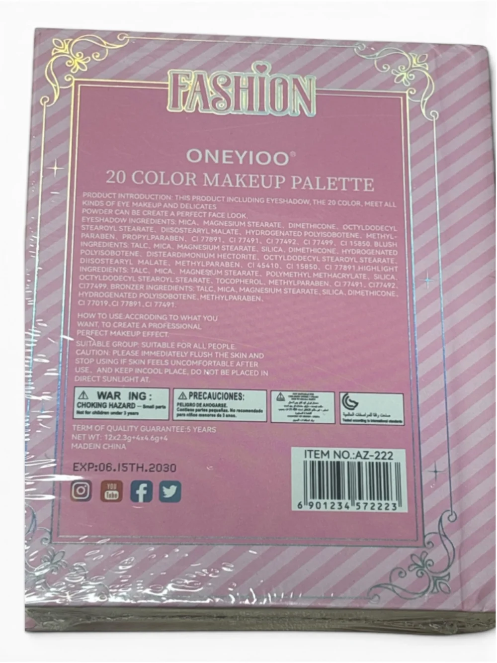 ONEYIOO Makeup Book Eyeshadow Palette One Size Pink White